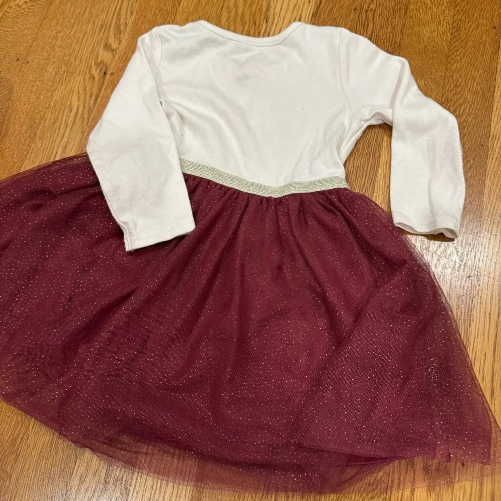 Disney Minnie Mouse toddler tulle dress sz 24 months burgundy & ivory